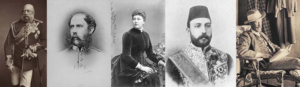 The Royalty & Aristocracy: 2nd Duke of Cambridge,   Archduke Karl Ludwig,   Princess Henry of Battenberg,   Khedive Tewfiq Pasha,   5th Earl of Carnarvon